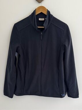 LL Bean Navy Fleece Zip Jacket Womens Large